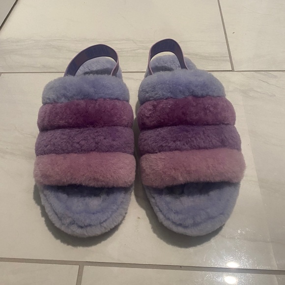 UGG Women’s Fluff Yeah Slide in Purple Ombré Sheepski - Picture 6 of 8